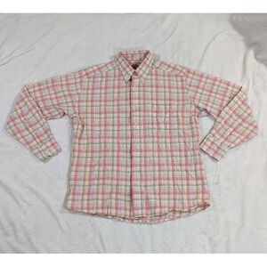 Bills Khakis Button Shirt Men's Large Blue Pink Green White Plaid Mens Made USA